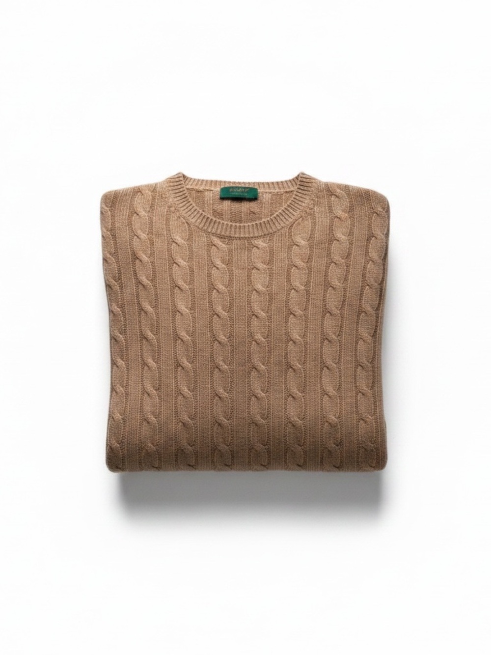 Vintage Marshall Fields Cashmere Cable Knit Crewneck Sweater - Camel Brown L